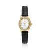 Stainless steel gold | Sort læder rem