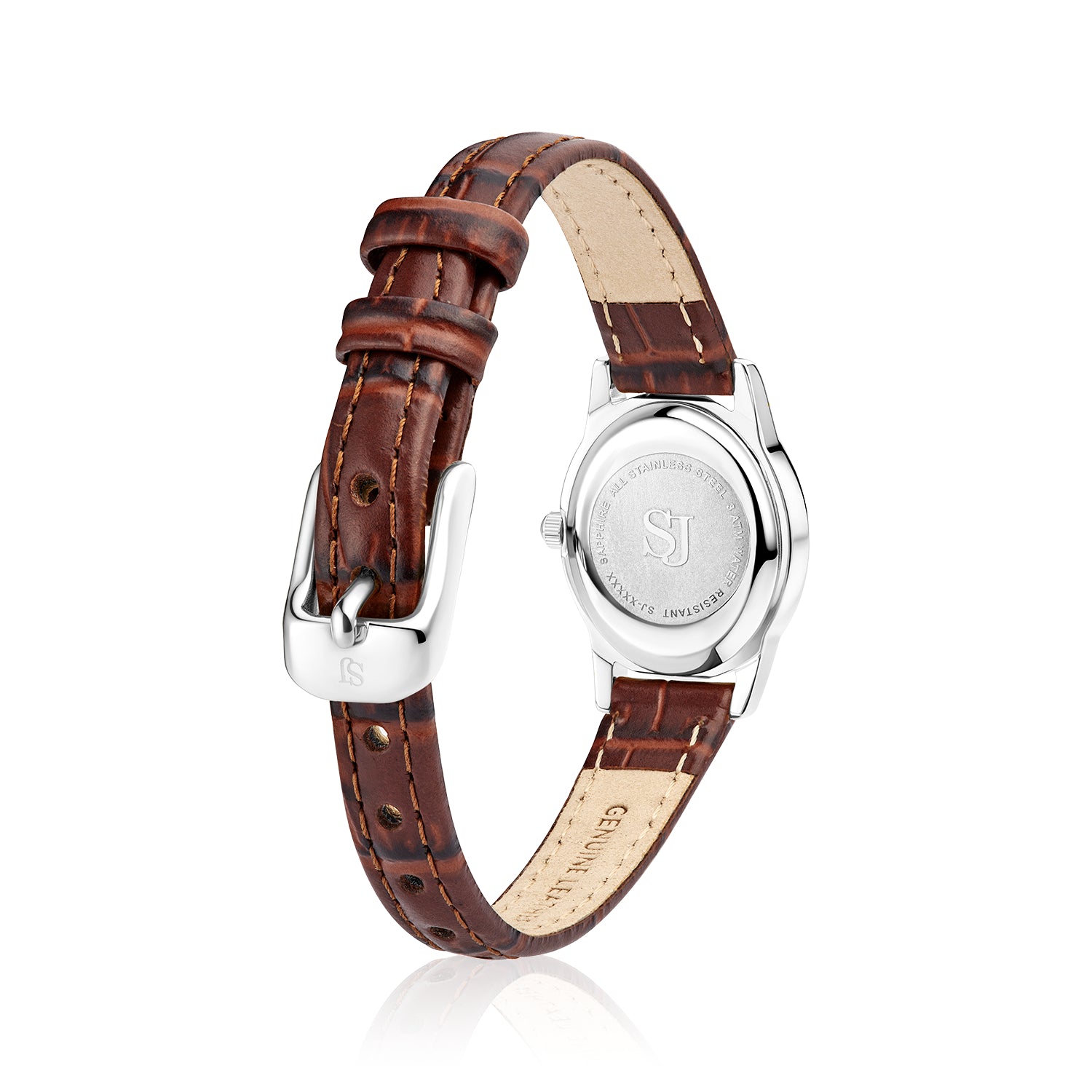 Stainless steel Silver | Brun læder rem