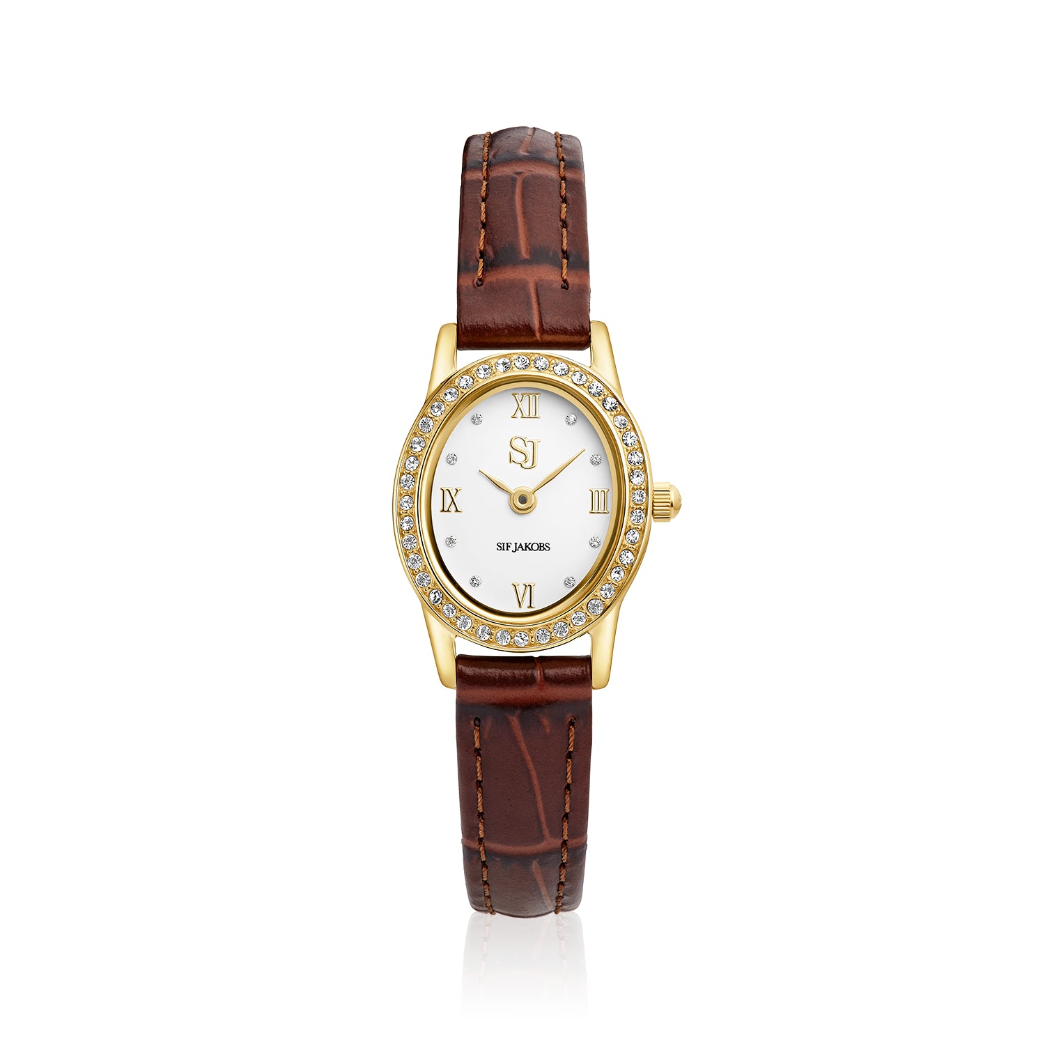 Stainless steel gold | Brun læder rem