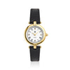 Stainless steel gold | Sort læder rem