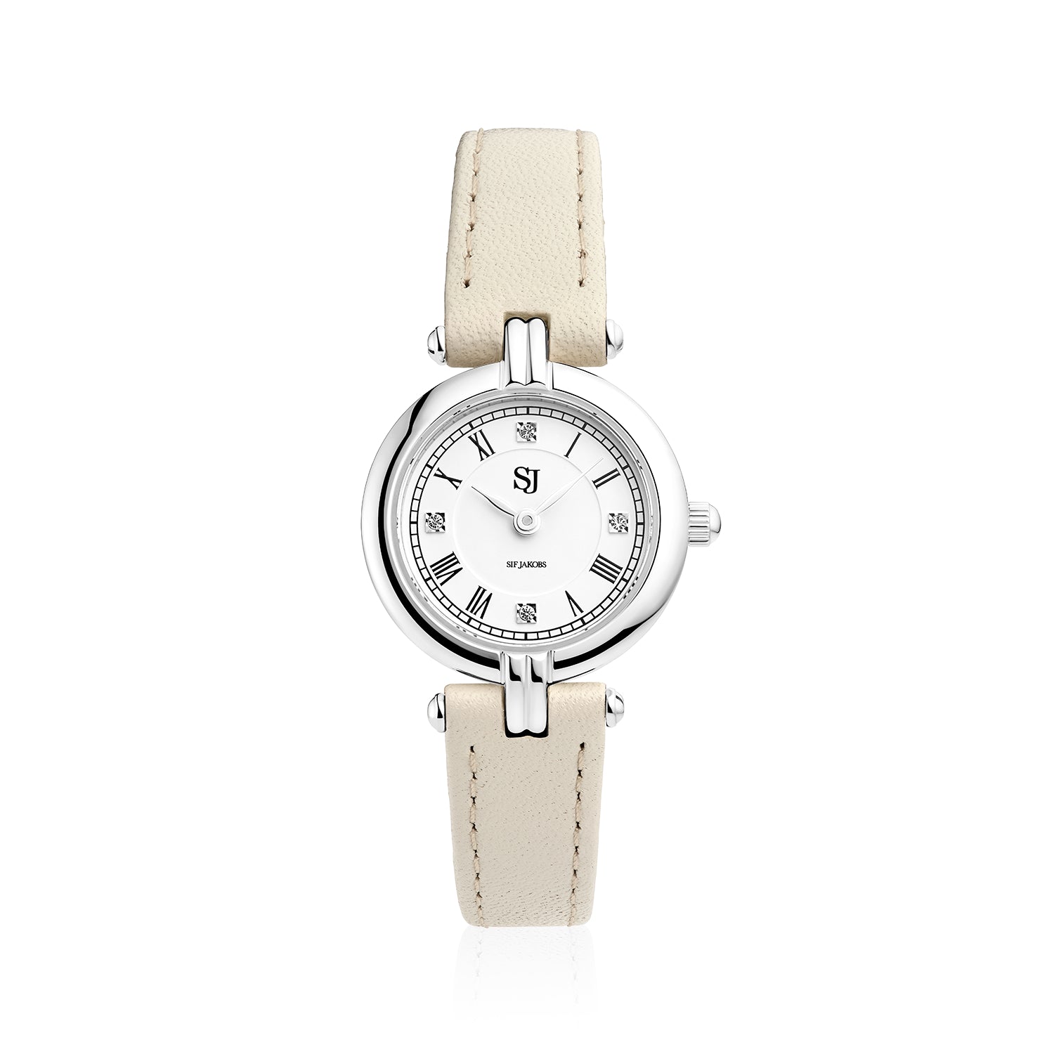 Stainless steel Silver | Beige læder rem