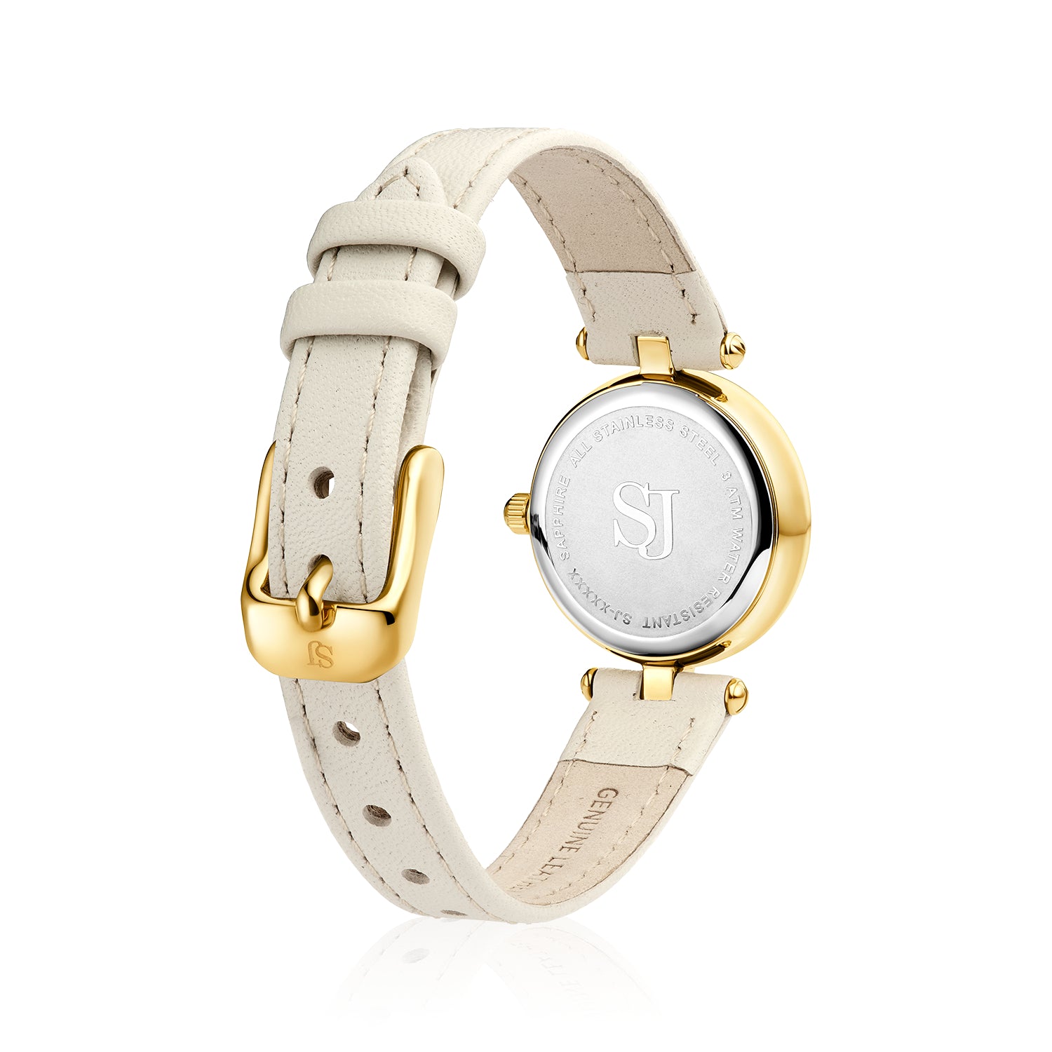Stainless steel gold | Beige læder rem