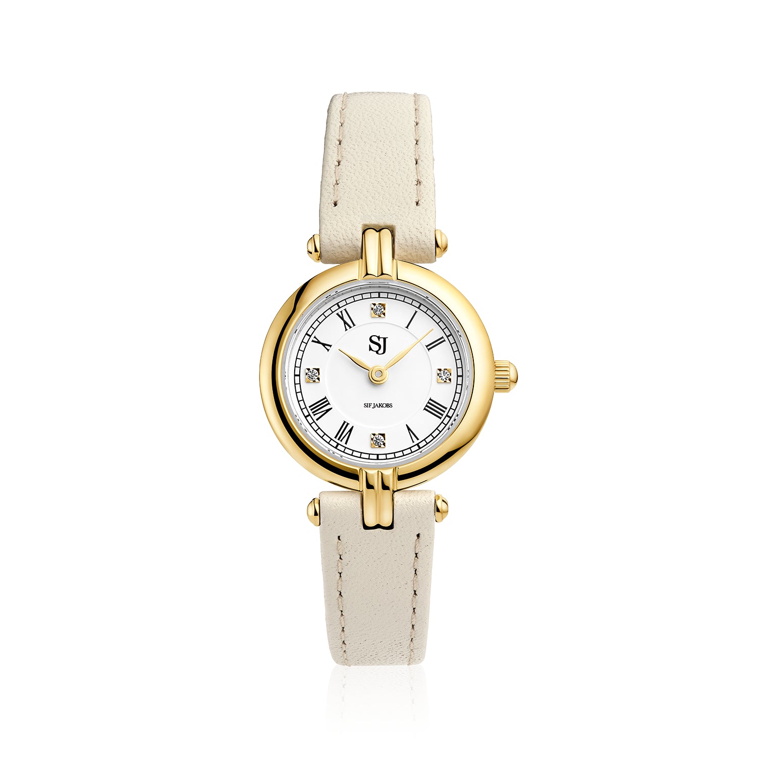 Stainless steel gold | Beige læder rem