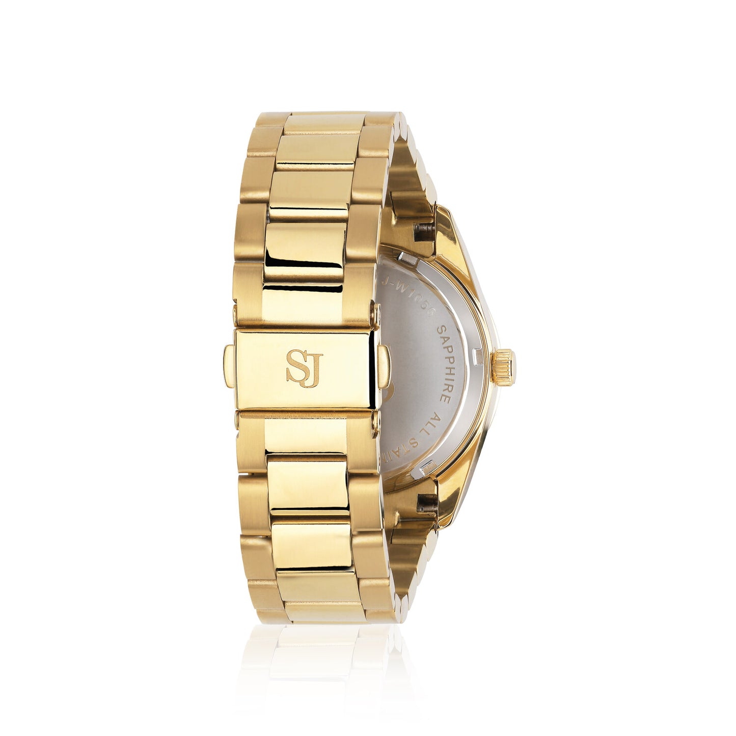 Stainless steel gold | Sølv urskive & hvide zirkoner