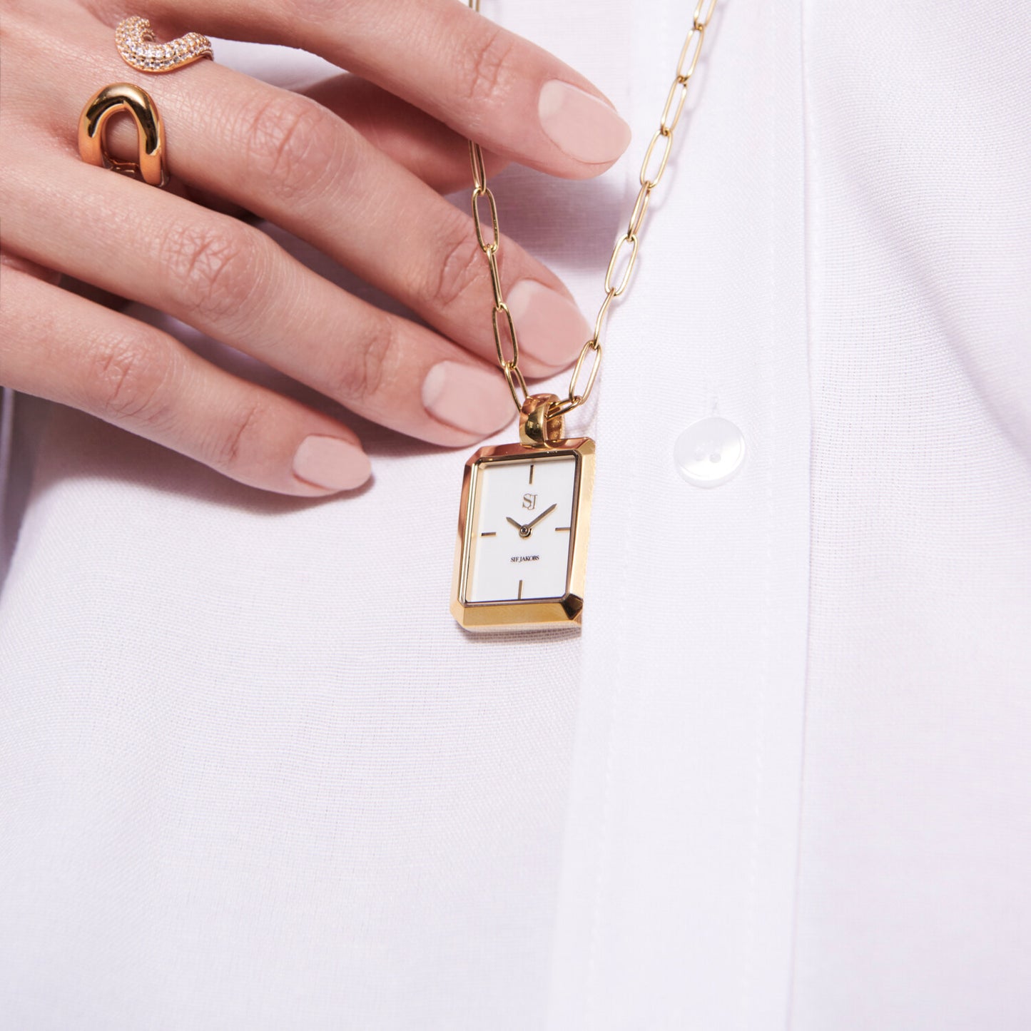 Stainless steel gold | Hvid perlemor urskive